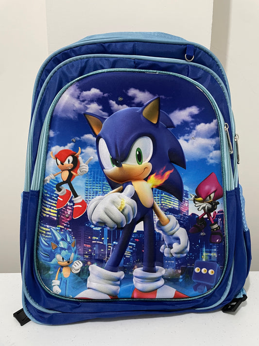 Mochila combo 3d  sonic + lonchera + lapicera