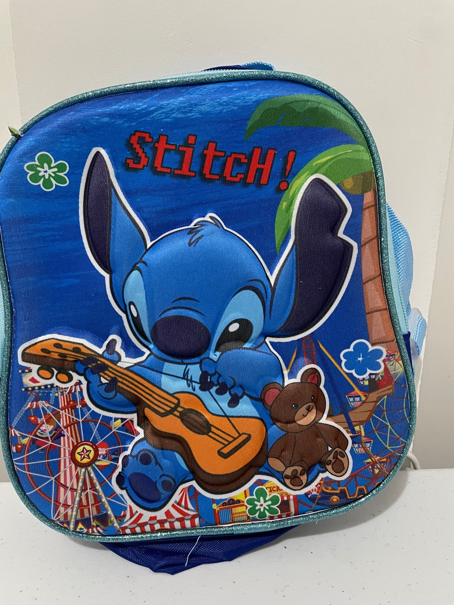 Mochila combo 3d  stitch+ lonchera + lapicera