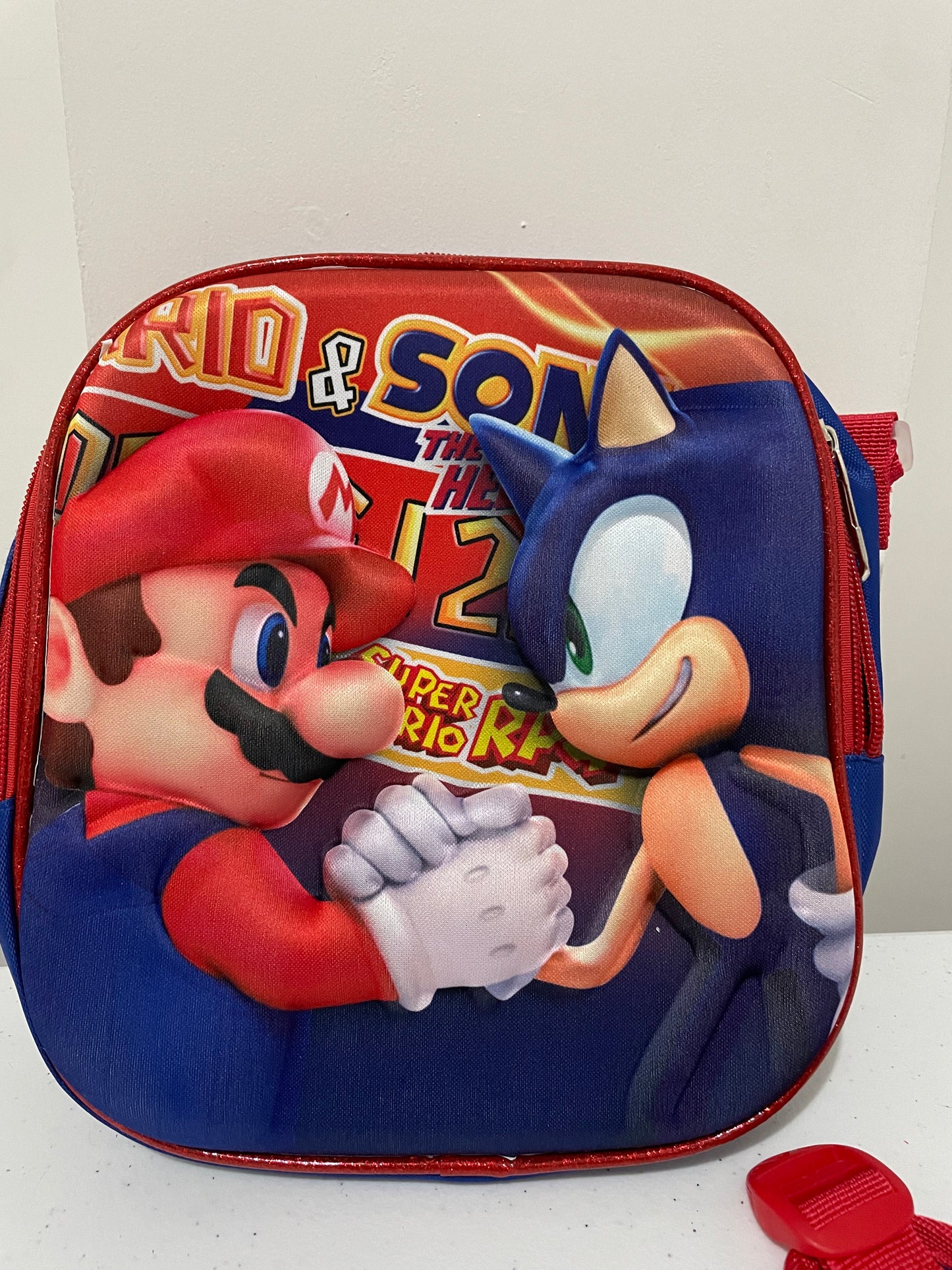 Mochila combo 3d  mario y sonic + lonchera + lapicera